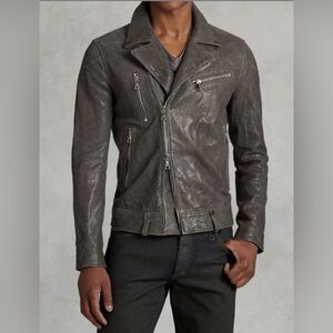 John Varvatos Snakeskin Embossed Leather Jacket Size 52 EU 42 USA